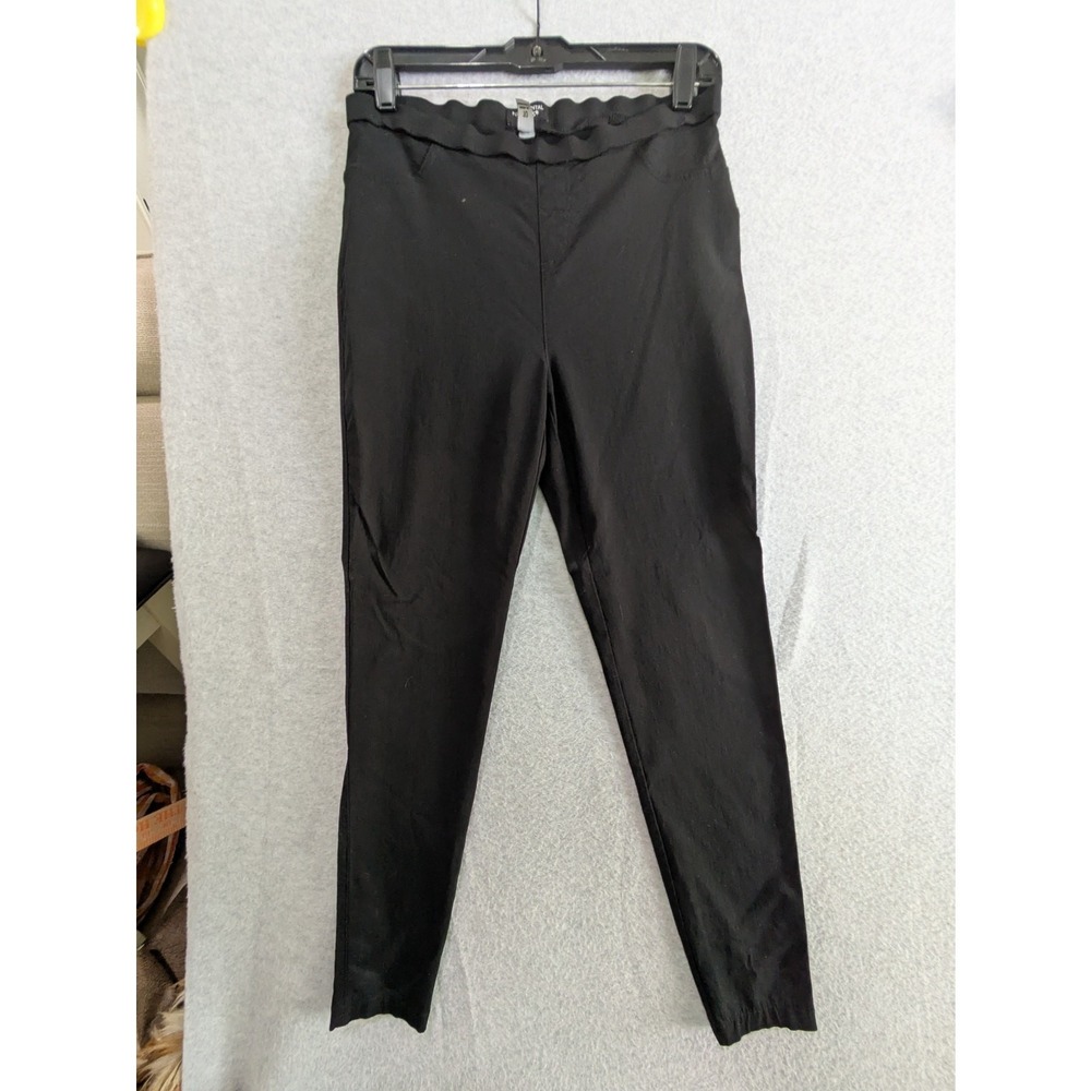 Fundamental Things Pants Women 10 High Rise Elastic Waist Stretch Straight Black